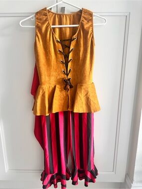 Kids Pirate / Gypsy Dance Costume - Faux Suede Lace-Up Vest & Striped Ruffled Pa